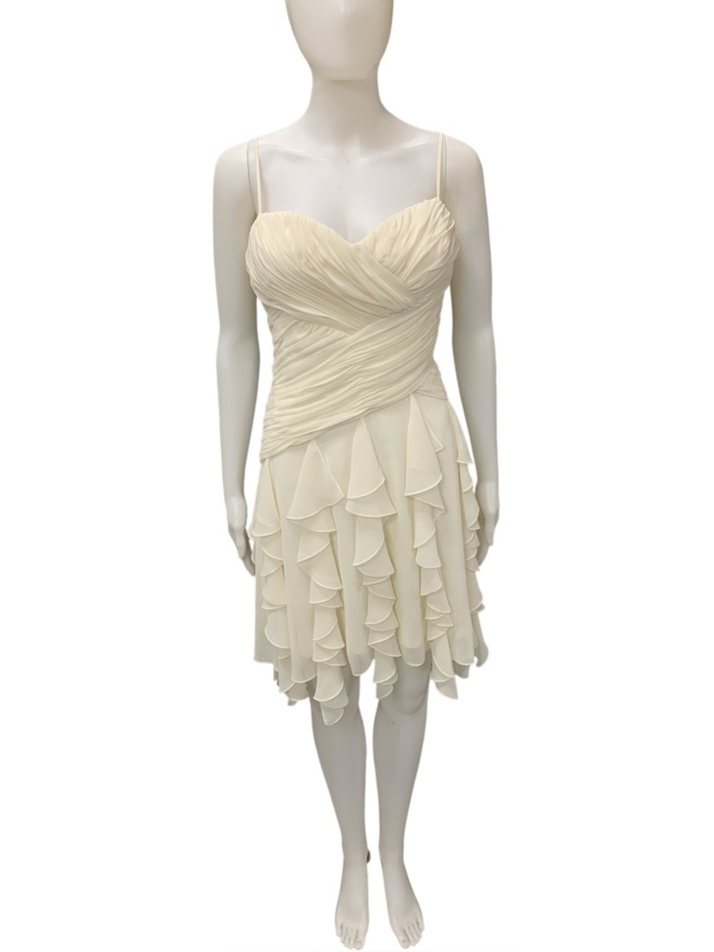 Max & Cleo NWT Cream Ruffle Chiffon Mini Dress Size M